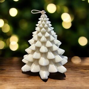 Festive White Tree Candle